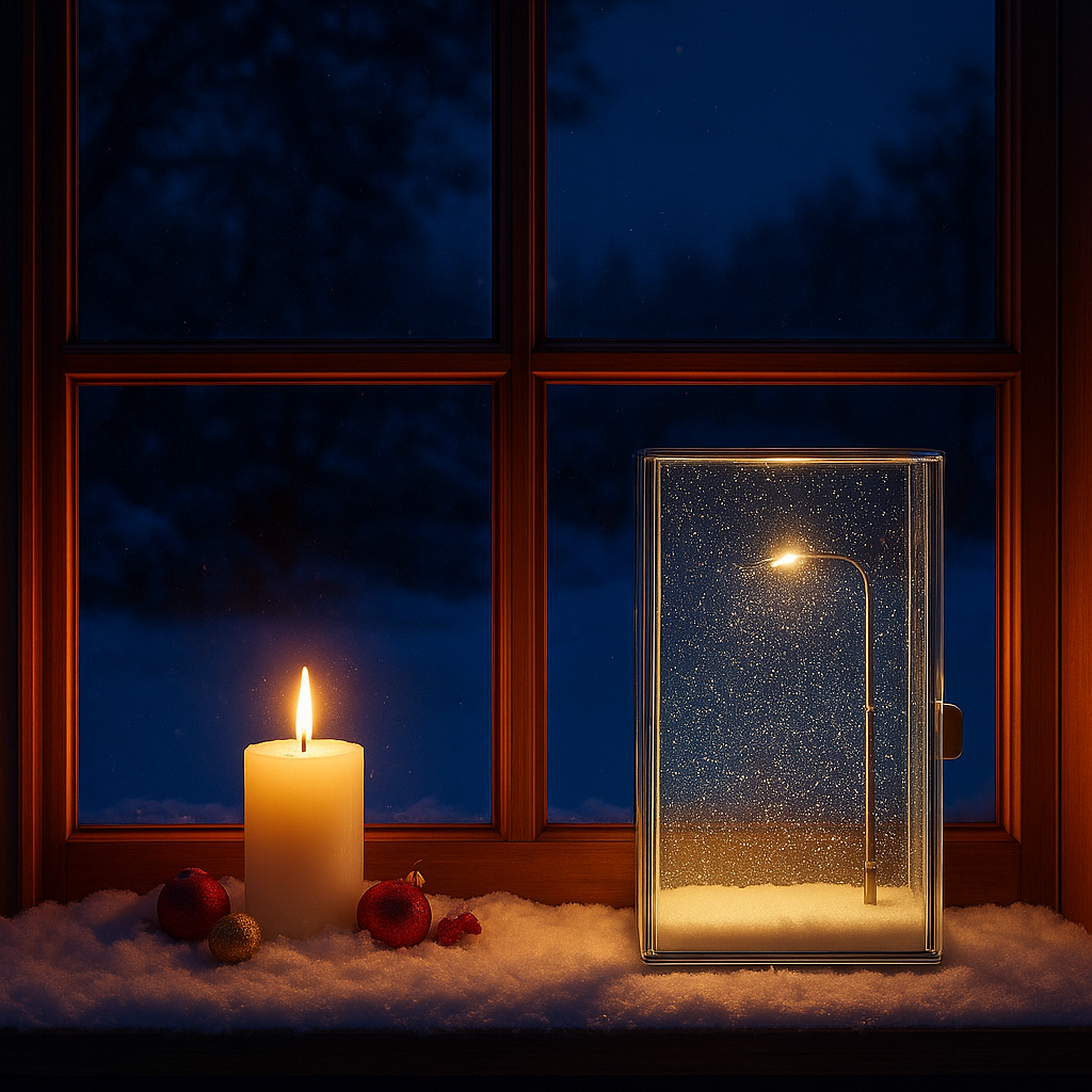 Snowfall Lamp with Street Light Snow lamp– Handmade Snow Scenery Night Light for Christmas Decor, Birthday Gifts, and Family Fun