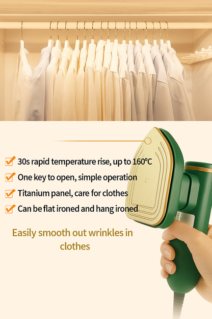 Portable Micro Steam iron, green iron Handheld Garment Steamer, Dry And Wet Wrinkles Removing Lightweight Steamer for Home Office ,Fast Heat Mini Ironing Machine