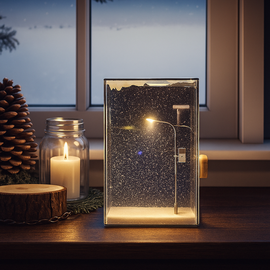 Snowfall Lamp with Street Light Snow lamp– Handmade Snow Scenery Night Light for Christmas Decor, Birthday Gifts, and Family Fun