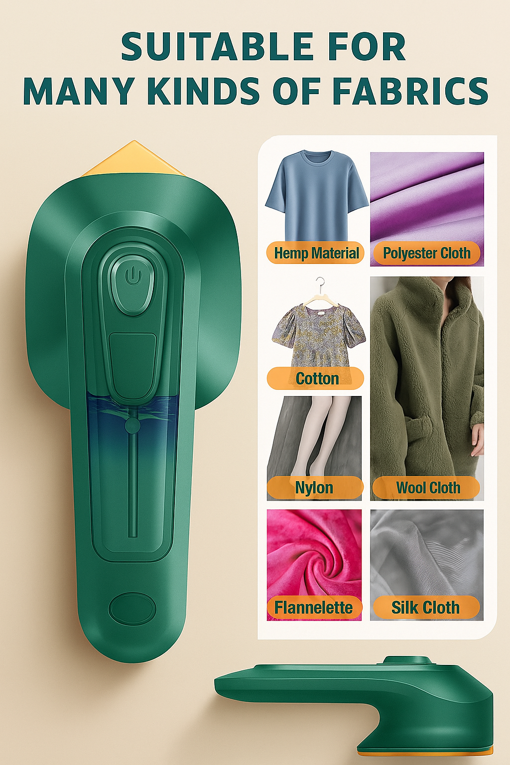 Portable Micro Steam iron, green iron Handheld Garment Steamer, Dry And Wet Wrinkles Removing Lightweight Steamer for Home Office ,Fast Heat Mini Ironing Machine